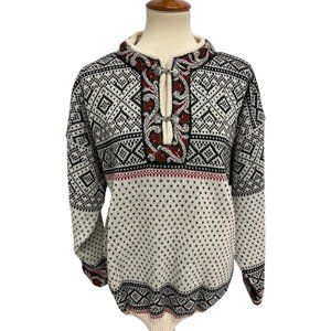 Volund Men's Black And White Design Knit Pullover Sweater Size M